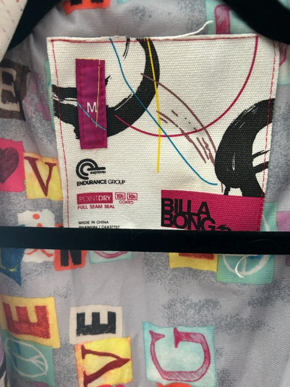 Billabong x Jamie Anderson Ski Jacket Insulated White with Colorful Trim - Picture 4 of 7